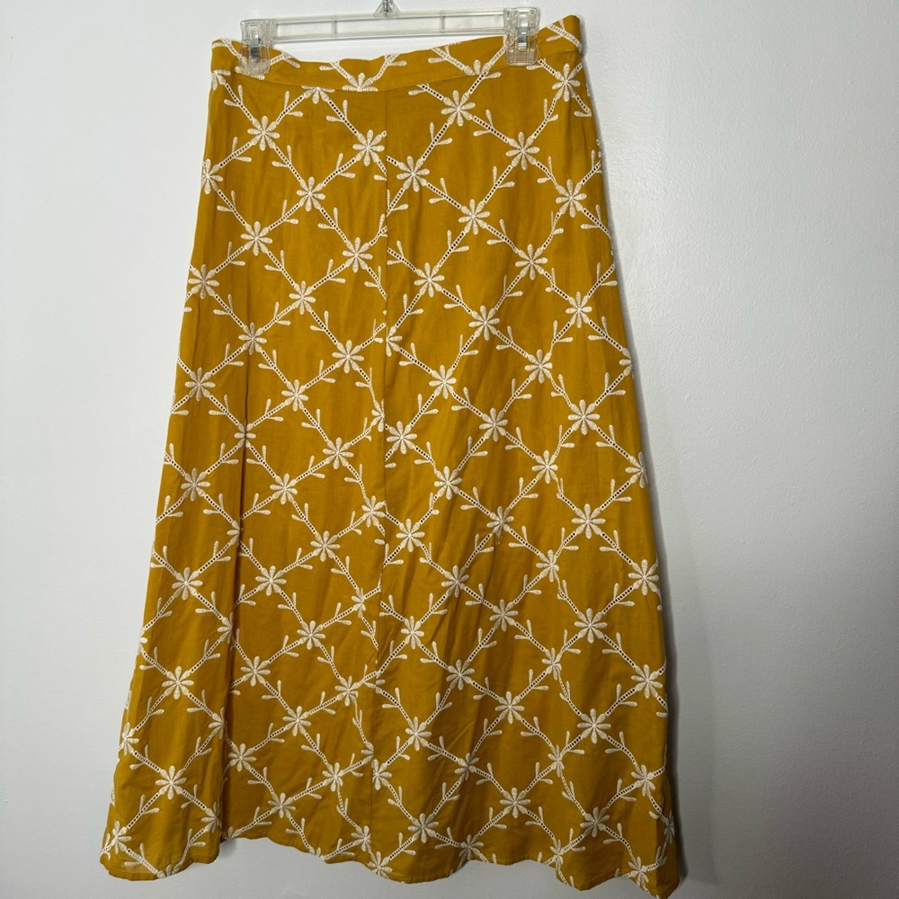 Zara embroidered midi skirt size large